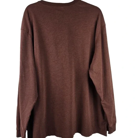 St. John's Bay Men's XXL Henley Heritage Sueded Jersey Burnt Orange Long Sleeve - Picture 2 of 8